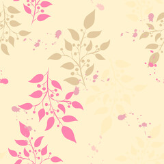 Beautifull tropical flowers and leaves seamless pattern design