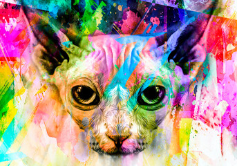  abstract colored sphinx face, graphic design illustration