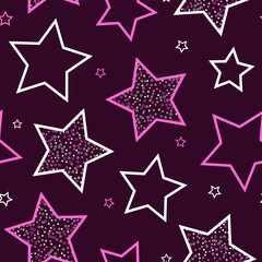 Stars seamless pattern. Design for fabric, wrapping paper, background, wallpaper. Vector.