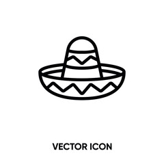 Mexican hat vector icon . Modern, simple flat vector illustration for website or mobile app. Sombrero symbol, logo illustration. Pixel perfect vector graphics