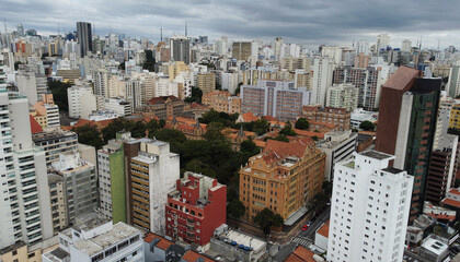 Aerial view of Santa Cecilia neighborhood and the Santa Casa public hospital, located in the...