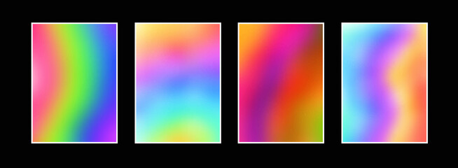 Set of acrylic splash colorful backgrounds. Modern abstract color backdrops. Bright hippie rainbow posters collection. Psychedelic art. © t1m0n344