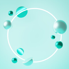 3d illustration of shining round frame.