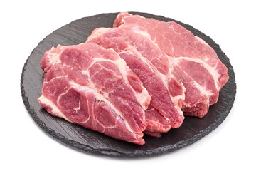 Pork steaks, isolated on a white background. High resolution image.