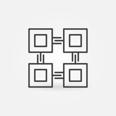 Blockchain Computer Technology linear vector concept icon