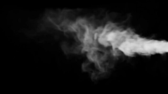 smoke stream on a black studio background can be separated or used continuously. smoke cloud puff, Inky cloud swirling flowing underwater, thin smoke, low density and turbulence, 3d render
