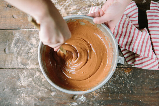 Chocolate cake being made