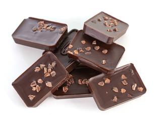 dark chocolate squares with crushed almonds