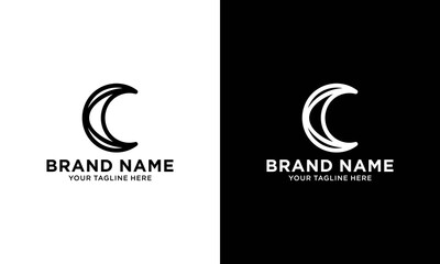 black crescent moon logo design outline vector icon in fancy linear outline style. © javanese