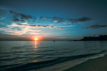 View of the amazing sunset over Gulf of Thailand.