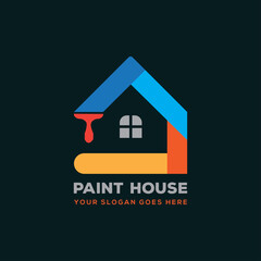 House Repairing, painting, service, decor and repair multi-color icon. Vector logo, label, emblem design. Concept for home decoration, building, house construction etc