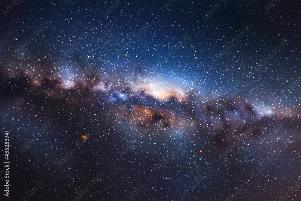 Poster night starry sky. milky way, stars and nebula. space blue background