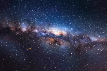 Fotobehang Night starry sky. Milky Way, stars and nebula. Space blue background © arvitalya