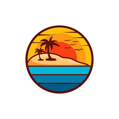 Beach Sunrise Island Logo Design 