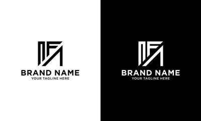 initial nf triangle logo design template vector