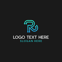 Letter R Circuit Line Logo Design
