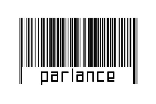 Barcode on white background with inscription parlance below