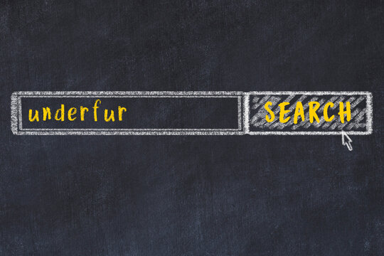Chalk sketch of browser window with search form and inscription underfur