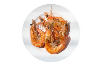 Barbecued shrimp on white background