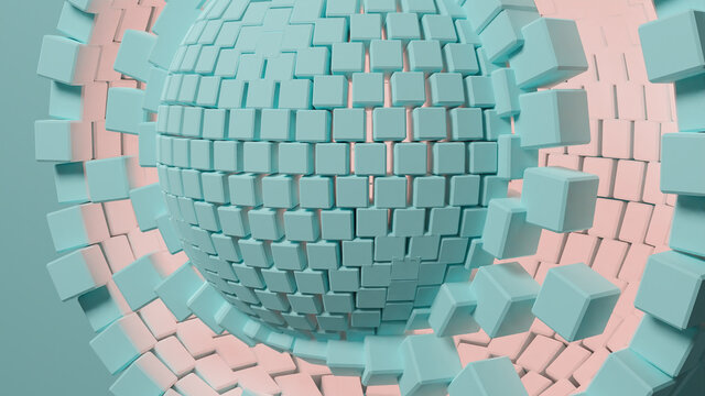 3D Illustration of a complex and dynamic geometric structure.