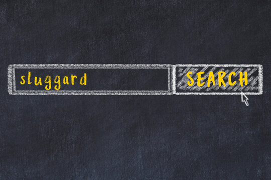 Chalk sketch of browser window with search form and inscription sluggard