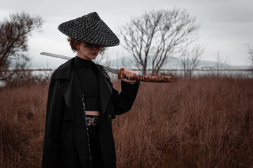 
Deaushka samurai with a weapon in his hands