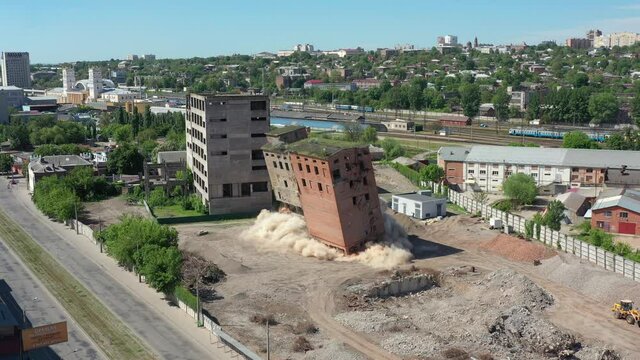 Kharkiv, Ukraine: collapsing old abandoned building after undermining
