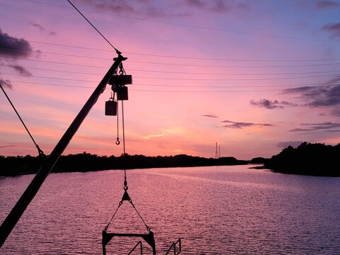 sunset over the river