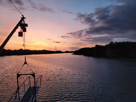 sunset over the river