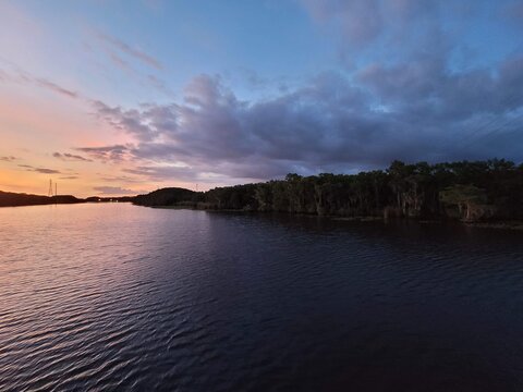 sunset over the river