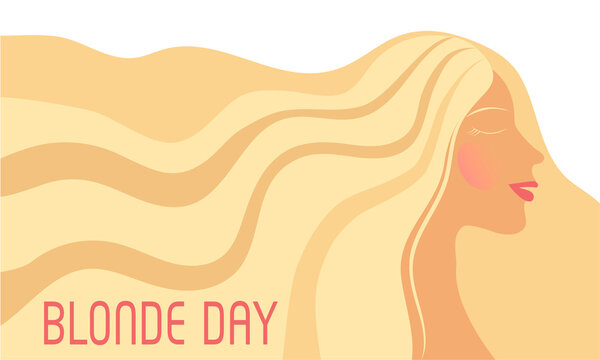 Blonde girl with loose hair - vector illustration for the Day of the blonde on May 31.