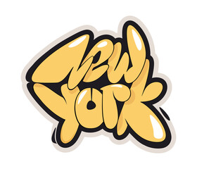 New York graffiti style hand drawn lettering. Decorative vector text .