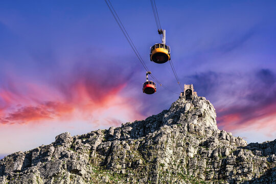 Table Mountain cable cars - Great outdoors adventure and travel holiday destination, Cape Town, South Africa