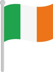Vector illustration of the flag of ireland on a pole
