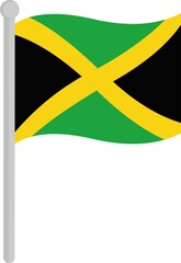 Vector illustration of the flag of Jamaica on a pole