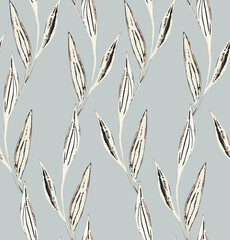 Seamless leaves pattern, floral print.