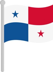 Vector illustration of the panama flag on a pole