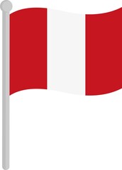 Vector illustration of the flag of Peru on a pole
