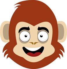 Vector illustration of emoticon of the face of a cartoon chimpanzee