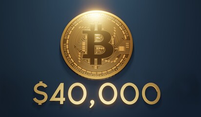 Bitcoin coin 3d, price 40000