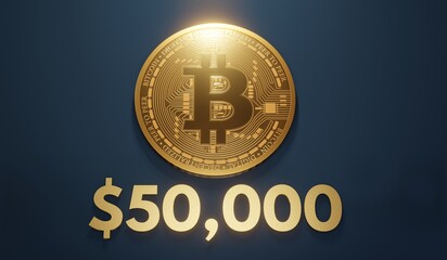 Bitcoin coin 3d, price 50000
