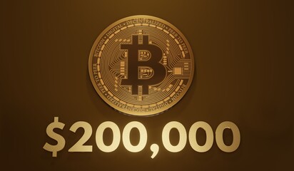 Bitcoin coin 3d, price 200000