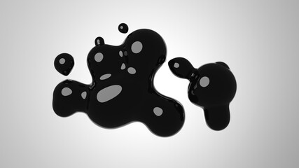 Black spheres merging into each other. 3D illustration.