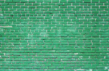 Colorful green brick wall texture background. Green brick wall texture architecture pattern.