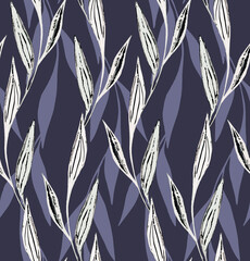 Seamless leaves pattern, floral print.