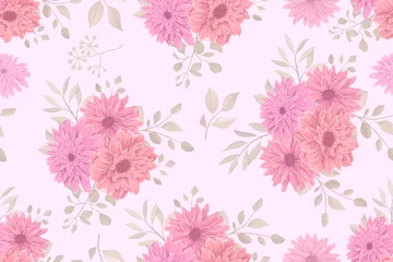 Fototapeten Beautiful chrysanthemum seamless pattern design © CLton