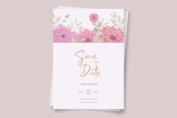 Elegant wedding invitation template with chrysanthemum flower design