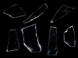 shards of glass isolated on a black background