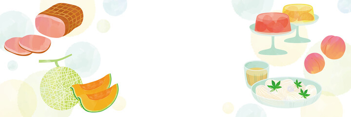 お中元 夏ギフト 水彩風タッチ 水玉デザイン