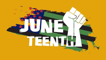 Juneteenth Freedom Day With Ribbon and Flag Vector For Banner Print - Powered by Adobe